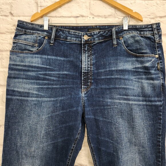 Silver Dark Wash Men's Straight Leg Denim Jeans 44/34 - Picture 2 of 15